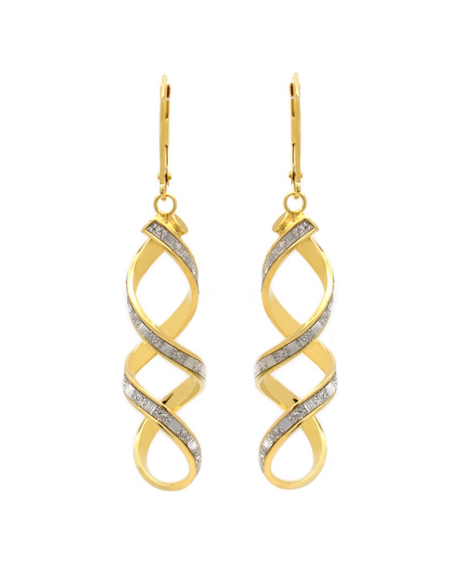 9ct Gold Glitter Swirl Drop Earrings T T Jewellers